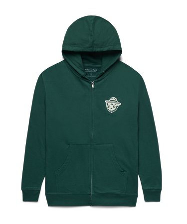 Logo Zip Up Hoodie Forest